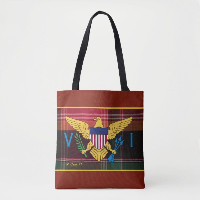 US Virgin Islands Flag St. Croix USVI Madras Tote Bag (Front)