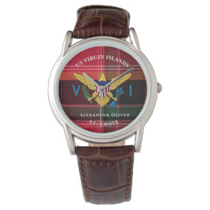 US Virgin Islands Flag St. Croix USVI Madras Watch