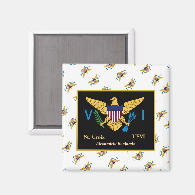 US Virgin Islands Flag St. Croix USVI Personalize Magnet (Front/Back)
