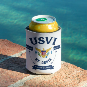 US Virgin Islands Flag St. Croix USVI Tropical Can Cooler