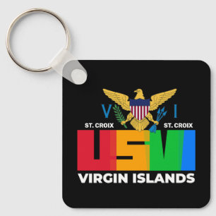 US Virgin Islands Flag St. Croix USVI Tropical   Key Ring