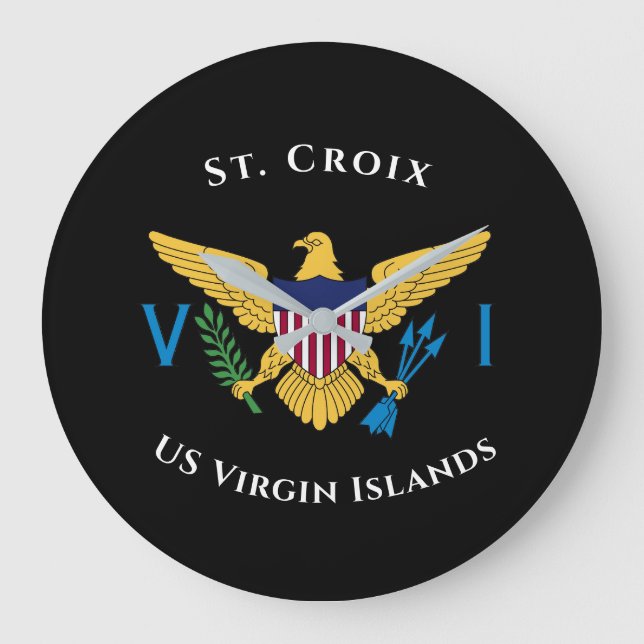 US Virgin Islands Flag St. Croix USVI Tropical   Large Clock (Front)