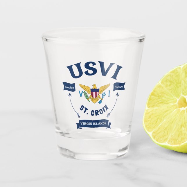 US Virgin Islands Flag St. Croix USVI Tropical  Shot Glass (Front)
