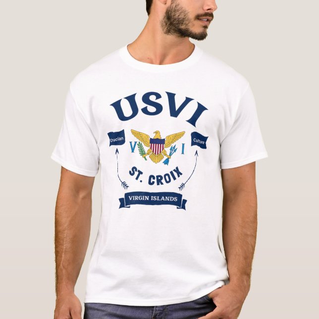 US Virgin Islands Flag St. Croix USVI Tropical T-Shirt (Front)