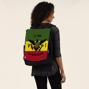 US Virgin Islands Flag St. John, Red Yellow Green Backpack
