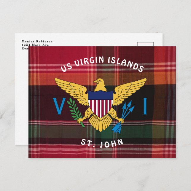 US Virgin Islands Flag St. John USVI Madras Postcard (Front/Back)