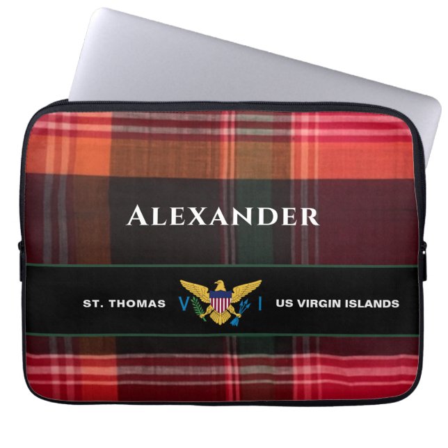 US Virgin Islands Flag St. Thomas Madras Custom Laptop Sleeve (Front)