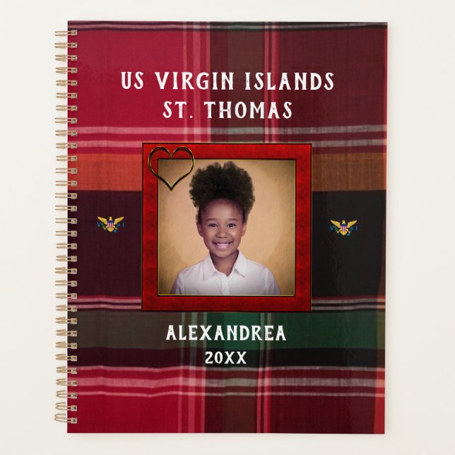 US Virgin Islands Flag St. Thomas Madras Custom  Planner (Front)