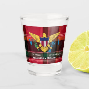 US Virgin Islands Flag St. Thomas Madras Custom Shot Glass