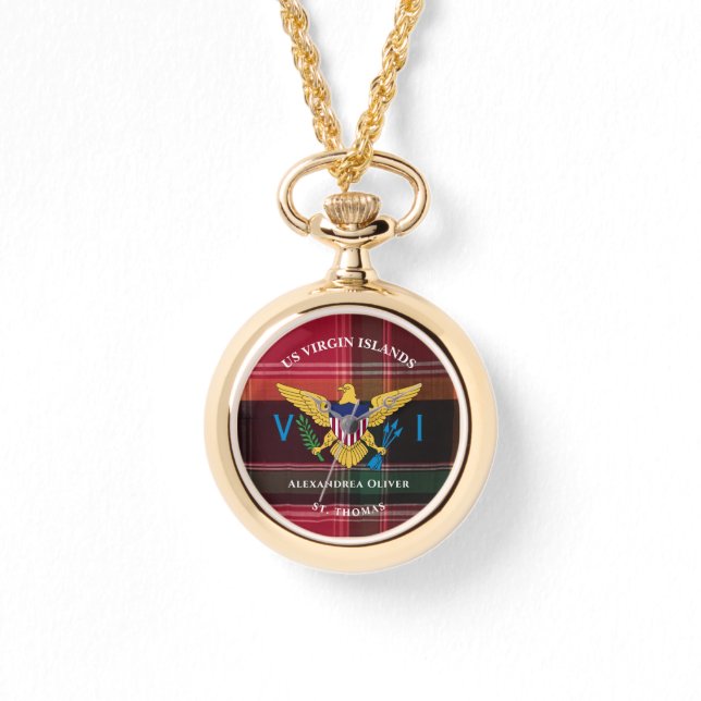 US Virgin Islands Flag St. Thomas Madras Custom    Watch (Front)