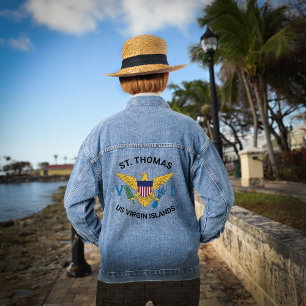 US Virgin Islands Flag St. Thomas U.S. VI Tropical Denim Jacket