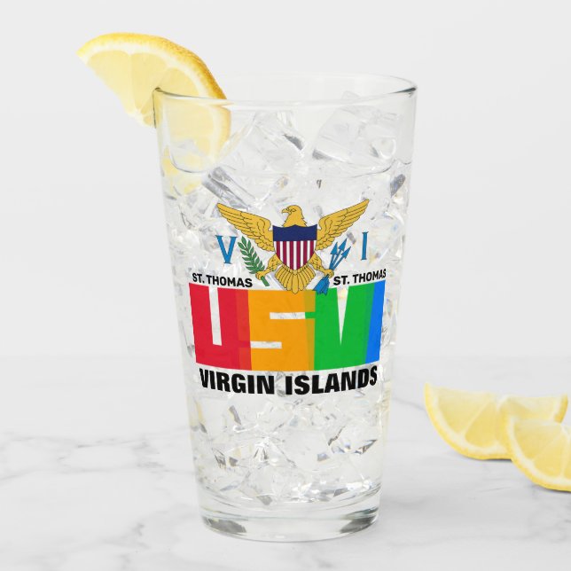 US Virgin Islands Flag St. Thomas USVI Caribbean Glass (Front Ice)