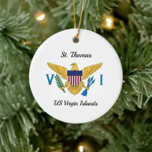 US Virgin Islands Flag St. Thomas USVI Christmas  Ceramic Ornament