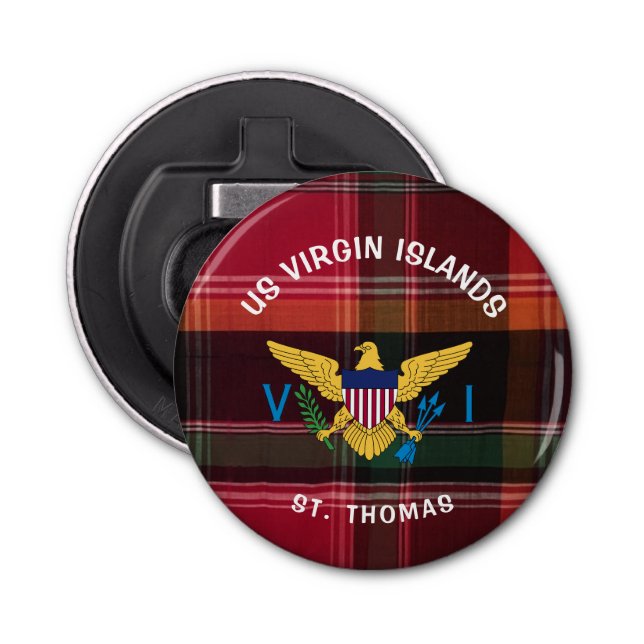 US Virgin Islands Flag St. Thomas USVI Madras Bottle Opener (Front)
