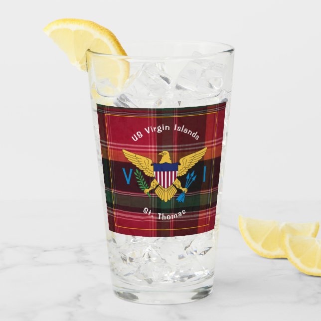 US Virgin Islands Flag St. Thomas USVI Madras Glass (Front Ice)