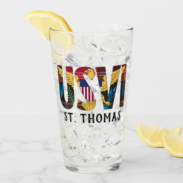 US Virgin Islands Flag St. Thomas USVI Madras   Glass (Front Ice)