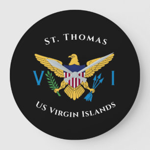 US Virgin Islands Flag St. Thomas USVI Tropical  Large Clock