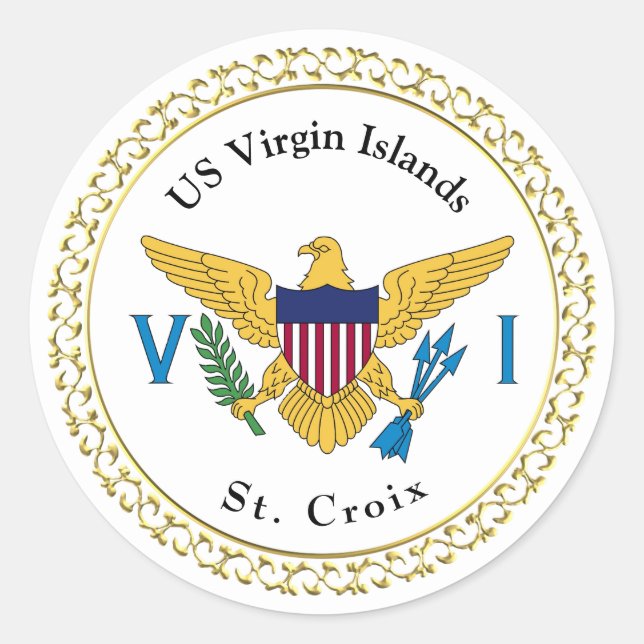 US Virgin Islands Flag USVI St. Croix Classic Round Sticker (Front)