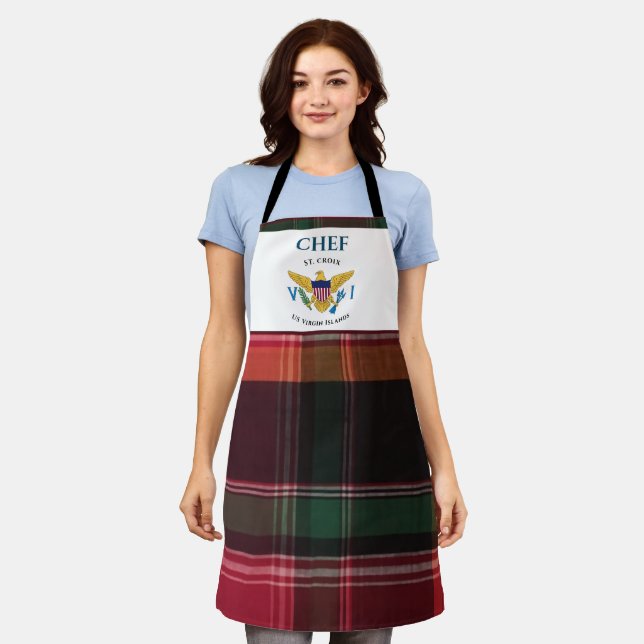 US Virgin Islands Flag USVI St. Croix Madras Apron (Worn)