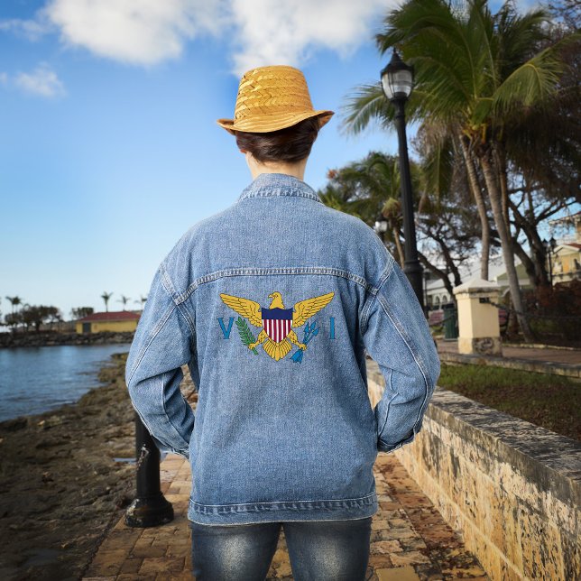 US Virgin Islands Flag USVI VI Caribbean U.S.  Denim Jacket (US Virgin Islands Flag USVI VI Caribbean U.S. Denim Jacket is great to wear with USVI Flag. )