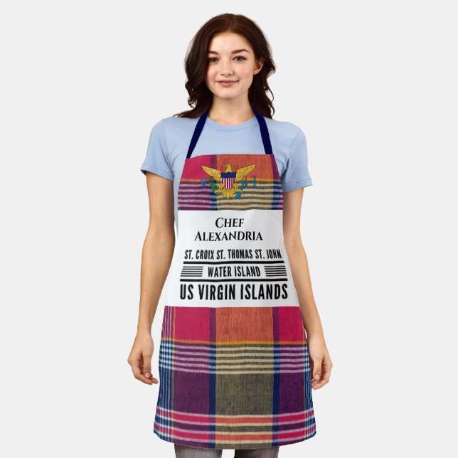 US Virgin Islands Madras Caribbean Personalise Apron (Worn)
