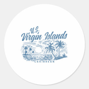 Us Virgin Islands Pride Beach Vacation Usvi Vintag Classic Round Sticker