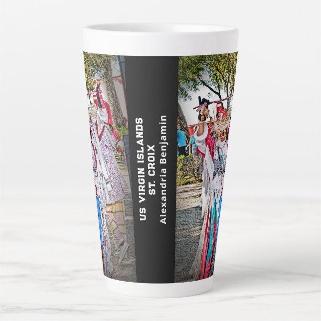 US Virgin Islands St. Croix Masquerader Custom  Latte Mug (Front)