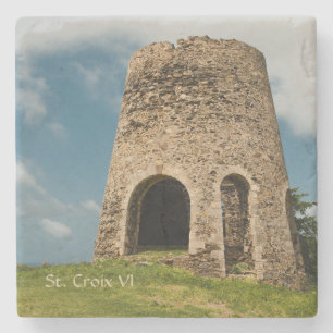 US Virgin Islands St. Croix Sugar Mill Caribbean Stone Coaster