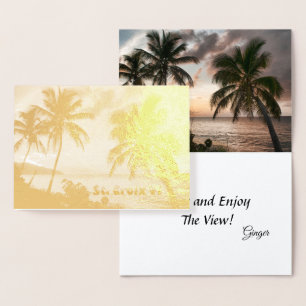 US Virgin Islands St. Croix Sunset Gold  Foil Card