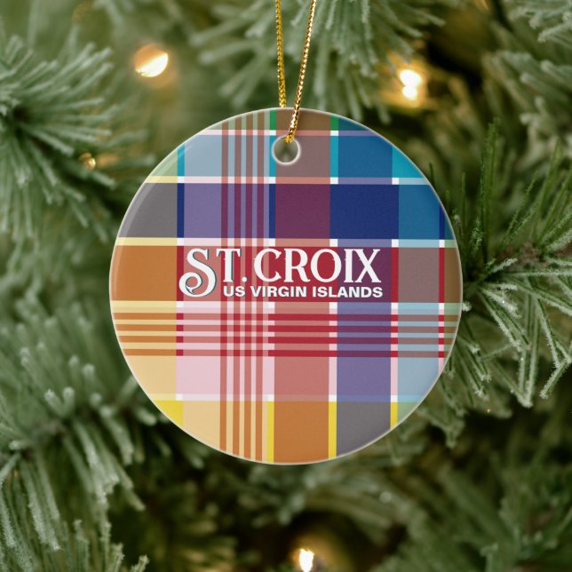 US Virgin Islands St. Croix USVI Madras Christmas Ceramic Ornament (Tree)