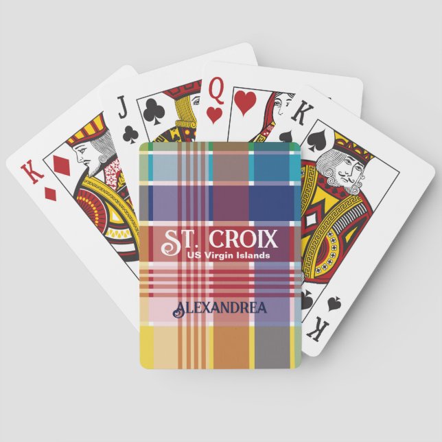 US Virgin Islands St. Croix USVI Madras Custom Playing Cards (Back)