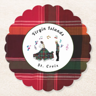 US Virgin Islands St. Croix USVI Madras Paper Coaster