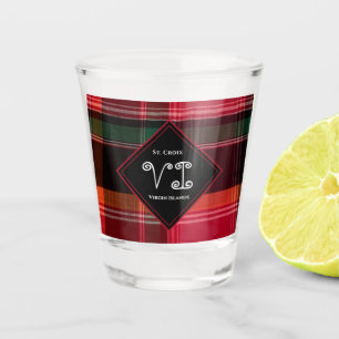 US Virgin Islands St. Croix USVI Madras Plaid Shot Glass