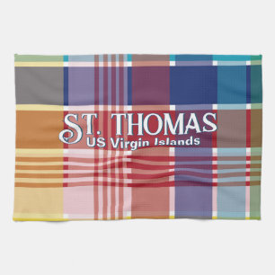 US Virgin Islands St. Croix USVI Madras  Tea Towel