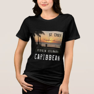 US Virgin Islands St. Croix USVI Sunset Tropical Tri-Blend Shirt