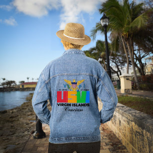 US Virgin Islands St. Croix USVI Tropical  Denim Jacket