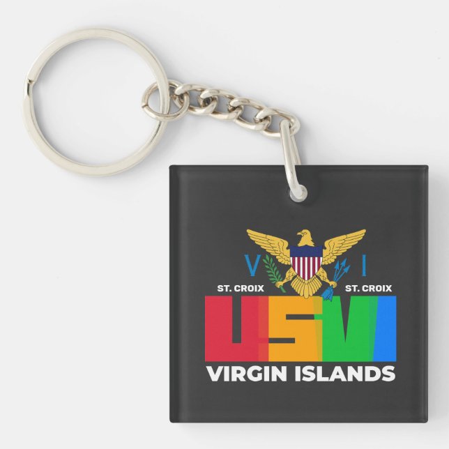 US Virgin Islands St. Croix USVI Tropical   Key Ring (Front)