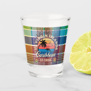 US Virgin Islands St. Croix USVI Tropical Madras Shot Glass