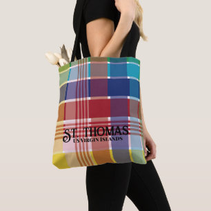 US Virgin Islands St. Thomas USVI Madras Tote Bag