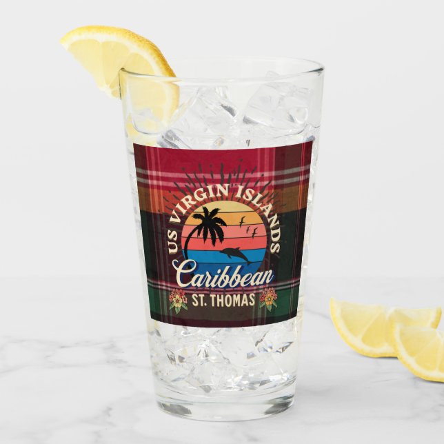 US Virgin Islands St. Thomas USVI Tropical Madras  Glass (Front Ice)