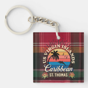 US Virgin Islands St. Thomas USVI Tropical Madras Key Ring