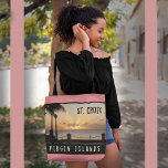 US Virgin Islands Sunset USVI St. Croix Tropical Tote Bag<br><div class="desc">US Virgin Islands Sunset USVI St. Croix Tropical Tote Bag has a Virgin Islands Sunset from the Island of St. Croix in the Caribbean! The sunset has a beautiful palm tree on the Frederiksted wharf.  photo photographer copyright ©Denise Bennerson.
It can be personalised with your information.</div>