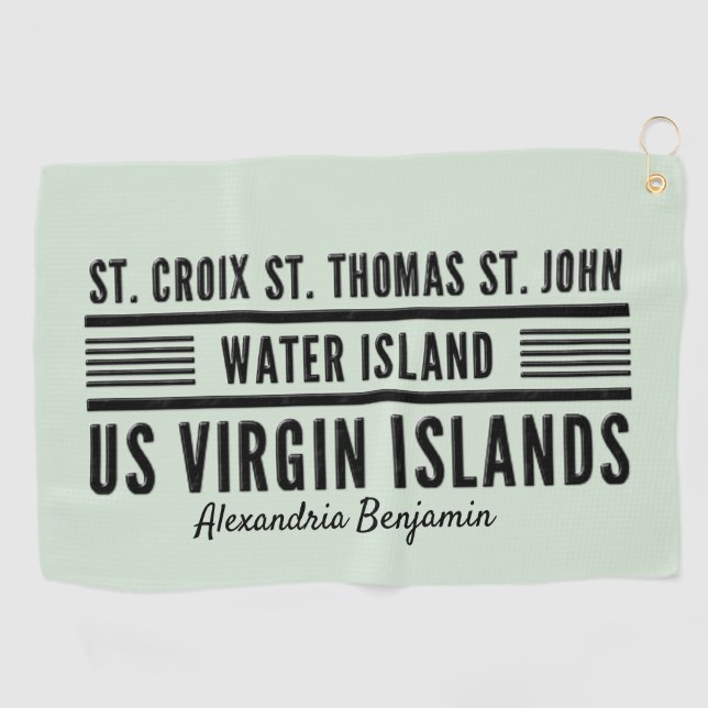 US Virgin Islands USVI Caribbean Personalise Golf Towel (Horizontal)