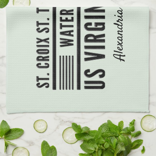 US Virgin Islands USVI Caribbean Personalise Tea Towel (Folded)