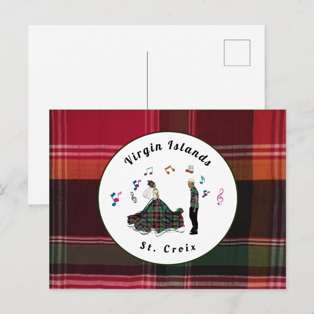 US Virgin Islands USVI Madras St. Croix Dancers Postcard (Front/Back)