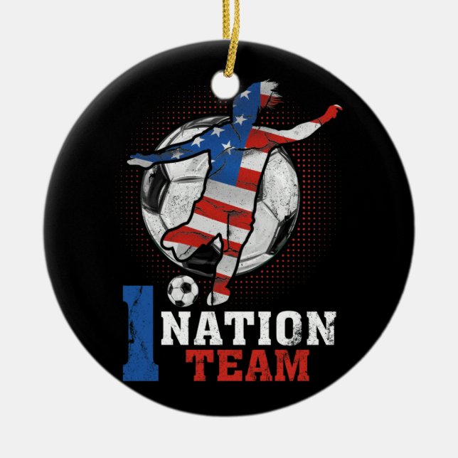 US Women Soccer Team Player Big Fan #1 Nation Team Ceramic Ornament (Front)