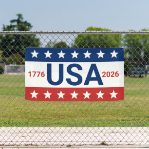 USA 1776 2026 250th Anniversary Red White Blue Banner
