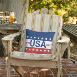 USA 1776 2026 250th Anniversary Red White Blue Cushion