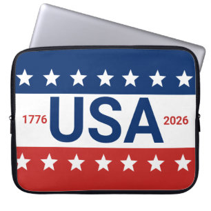 USA 1776 2026 250th Anniversary Red White Blue Laptop Sleeve