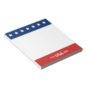 USA 1776 2026 250th Anniversary Red White Blue Notepad